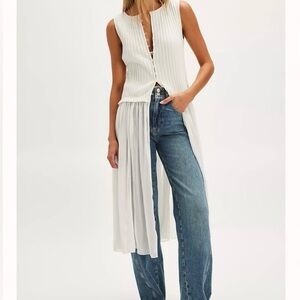White Free People Knit Maxi Top with Sheer Chiffon Skirt
